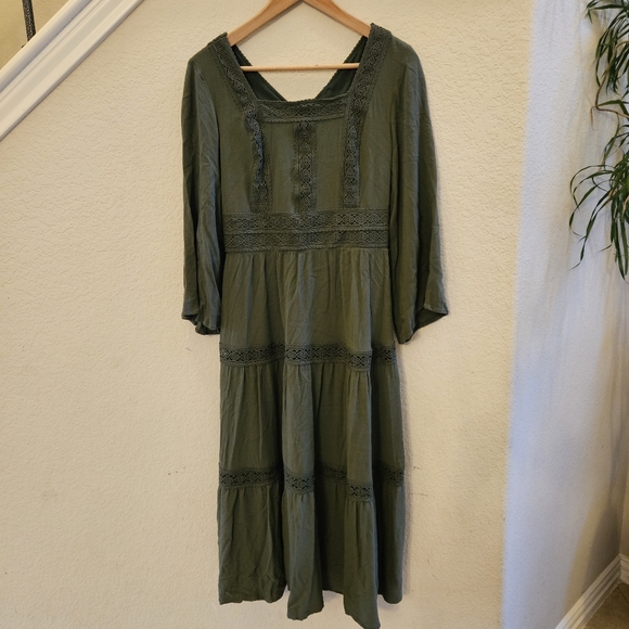 SCARLET DARKNESS Women's Forest Green Embroidered Renaissance Dress Small - Picture 2 of 15